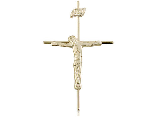 14kt Gold Filled Crucifix Medal on a Gold Filled Heavy Curb Chain - JMJs Catholic Store, Inc
