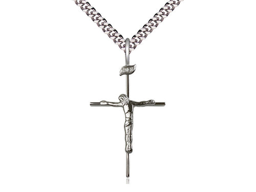 Crucifix Medal on a Sterling Silver Chain - JMJs Catholic Store, Inc