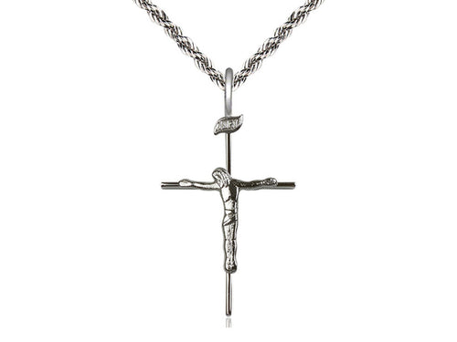 Crucifix Medal on a Sterling Silver Chain - JMJs Catholic Store, Inc