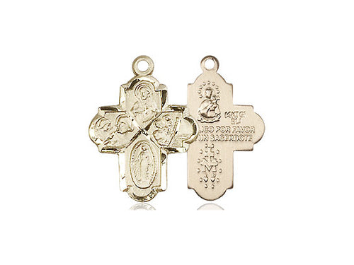14kt Gold Filled 4-Way Pendant on a Gold Filled Chain - JMJs Catholic Store, Inc