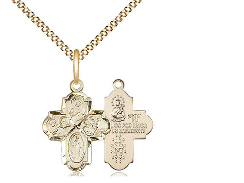 14kt Gold Filled 4-Way Pendant on a Gold Filled Chain - JMJs Catholic Store, Inc