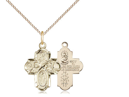 14kt Gold Filled 4-Way Pendant on a Gold Filled Chain - JMJs Catholic Store, Inc