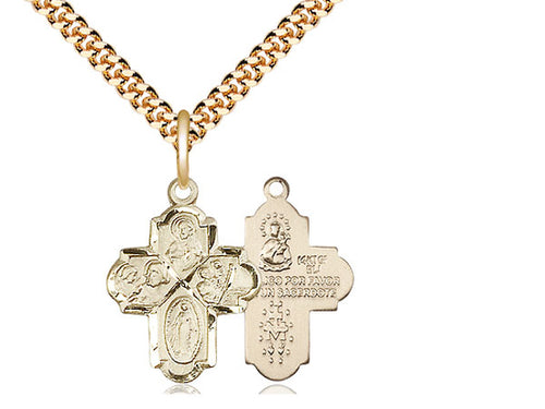 14kt Gold Filled 4-Way Pendant on a Gold Filled Chain - JMJs Catholic Store, Inc