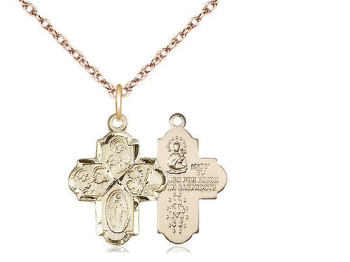 14kt Gold Filled 4-Way Pendant on a Gold Filled Chain - JMJs Catholic Store, Inc