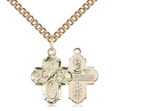 14kt Gold Filled 4-Way Pendant on a Gold Filled Chain - JMJs Catholic Store, Inc