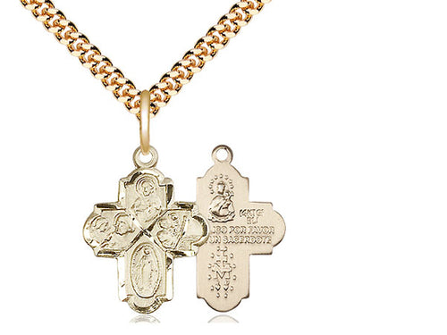 14kt Gold Filled 4-Way Pendant on a Gold Filled Chain - JMJs Catholic Store, Inc