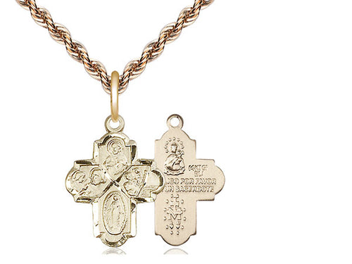 14kt Gold Filled 4-Way Pendant on a Gold Filled Chain - JMJs Catholic Store, Inc