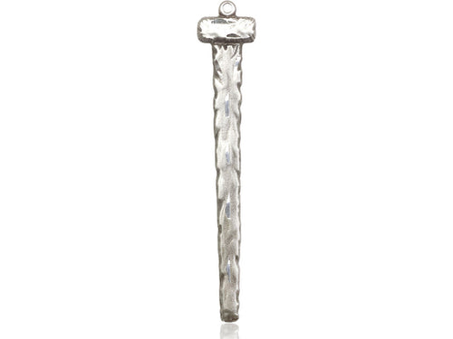 Sterling Silver Nail Pendant on a 24-Inch Light Rhodium Heavy Curb Chain - JMJs Catholic Store, Inc