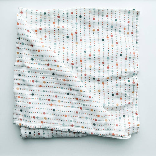 Rosary Dots- Catholic Baby Muslin Blanket Swaddle - JMJs Catholic Store, Inc