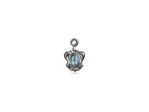Sterling Silver Miraculous Pendant on an 18-Inch Sterling Silver Light Curb Chain - JMJs Catholic Store, Inc