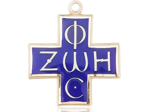 14kt Gold Filled Light & Life Pendant on a Gold Plate Curb Chain - JMJs Catholic Store, Inc