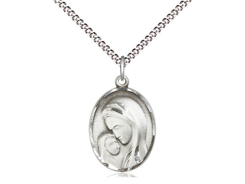 Sterling Silver Madonna and Child Medal (3/4") - JMJs Catholic Store, Inc