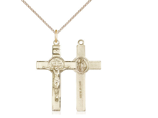St. Benedict Gold Crucifix Pendant - JMJs Catholic Store, Inc