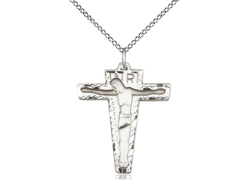 Sterling Silver Primative Crucifix Pendant on Sterling Silver Chain - JMJs Catholic Store, Inc