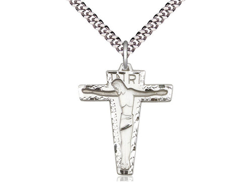 Sterling Silver Primative Crucifix Pendant on Sterling Silver Chain - JMJs Catholic Store, Inc