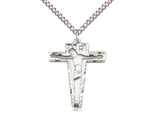 Sterling Silver Primative Crucifix Pendant on Sterling Silver Chain - JMJs Catholic Store, Inc
