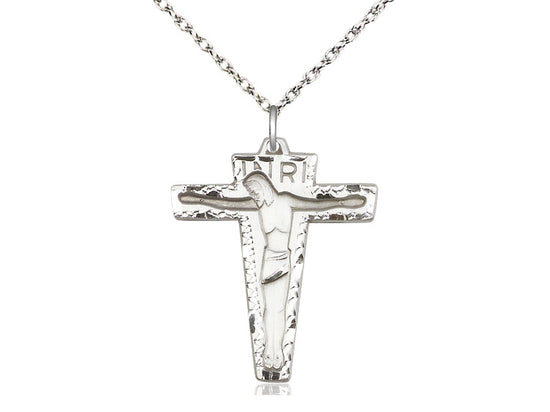 Sterling Silver Primative Crucifix Pendant on Sterling Silver Chain - JMJs Catholic Store, Inc