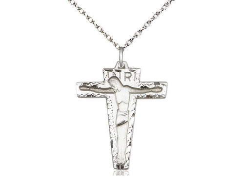 Sterling Silver Primative Crucifix Pendant on Sterling Silver Chain - JMJs Catholic Store, Inc
