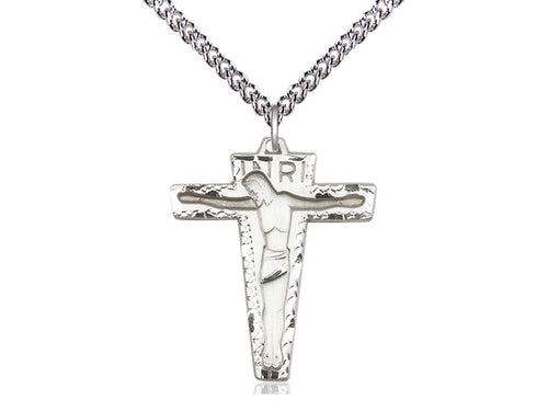 Sterling Silver Primative Crucifix Pendant on Sterling Silver Chain - JMJs Catholic Store, Inc
