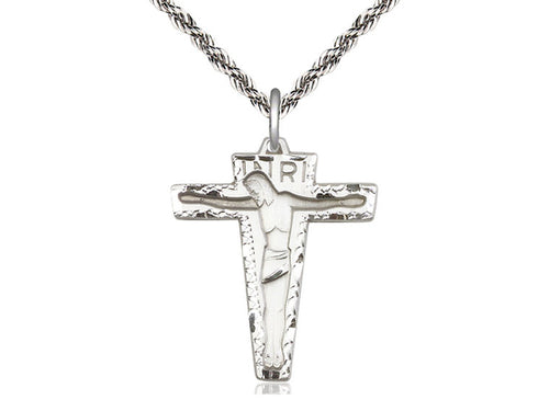 Sterling Silver Primative Crucifix Pendant on Sterling Silver Chain - JMJs Catholic Store, Inc