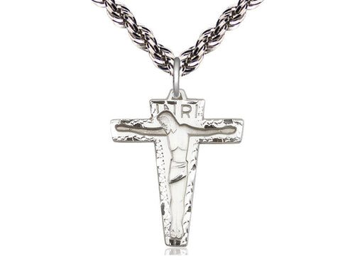 Sterling Silver Primative Crucifix Pendant on Sterling Silver Chain - JMJs Catholic Store, Inc