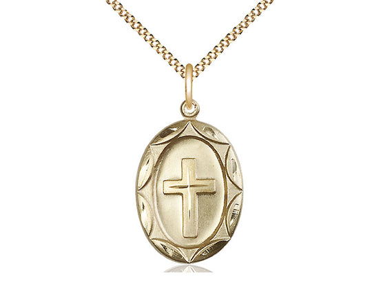 14kt Gold Filled Cross Pendant on a Gold Filled Chain - JMJs Catholic Store, Inc