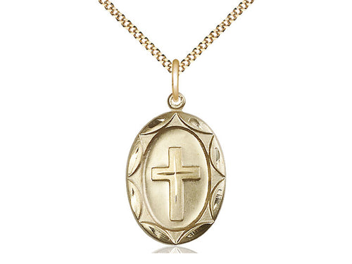 14kt Gold Filled Cross Pendant on a Gold Filled Chain - JMJs Catholic Store, Inc