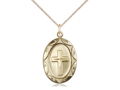 14kt Gold Filled Cross Pendant on a Gold Filled Chain - JMJs Catholic Store, Inc