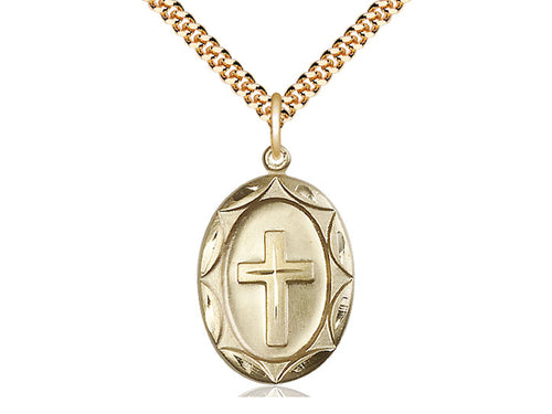 14kt Gold Filled Cross Pendant on a Gold Filled Chain - JMJs Catholic Store, Inc