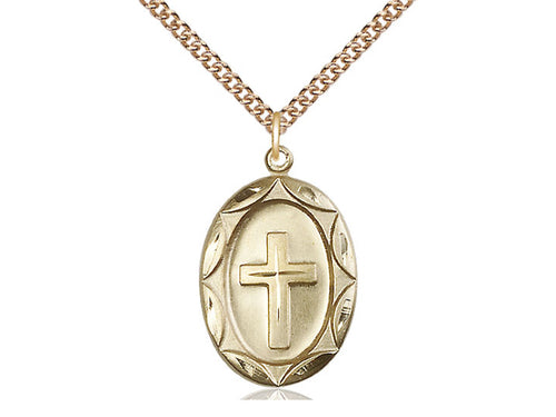 14kt Gold Filled Cross Pendant on a Gold Filled Chain - JMJs Catholic Store, Inc