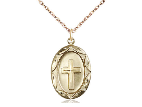 14kt Gold Filled Cross Pendant on a Gold Filled Chain - JMJs Catholic Store, Inc