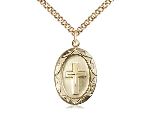 14kt Gold Filled Cross Pendant on a Gold Filled Chain - JMJs Catholic Store, Inc