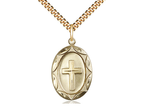 14kt Gold Filled Cross Pendant on a Gold Filled Chain - JMJs Catholic Store, Inc