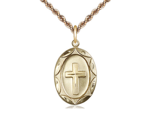 14kt Gold Filled Cross Pendant on a Gold Filled Chain - JMJs Catholic Store, Inc