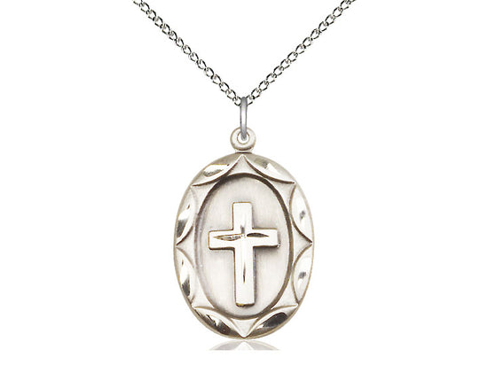 Sterling Silver Cross Pendant on a Sterling Silver Chain - JMJs Catholic Store, Inc