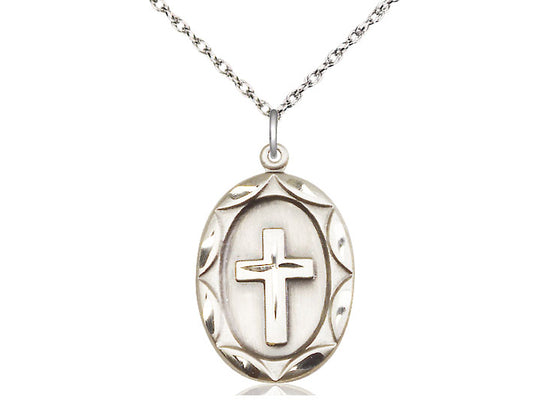 Sterling Silver Cross Pendant on a Sterling Silver Chain - JMJs Catholic Store, Inc