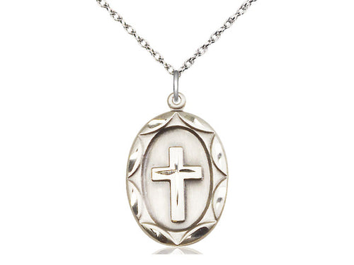 Sterling Silver Cross Pendant on a Sterling Silver Chain - JMJs Catholic Store, Inc