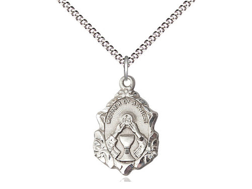 Mother Of Priest Sterling Silver Medal (5/8") with 18" chain - JMJs Catholic Store, Inc