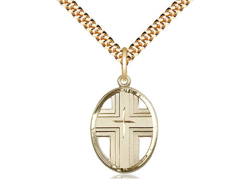 14kt Gold Filled Cross Medal on a Gold Filled Chain - JMJs Catholic Store, Inc