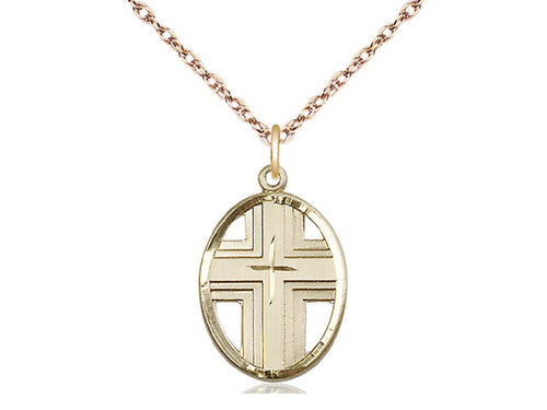 14kt Gold Filled Cross Medal on a Gold Filled Chain - JMJs Catholic Store, Inc