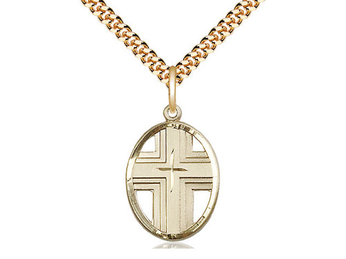 14kt Gold Filled Cross Medal on a Gold Filled Chain - JMJs Catholic Store, Inc