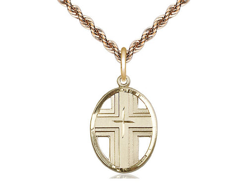 14kt Gold Filled Cross Medal on a Gold Filled Chain - JMJs Catholic Store, Inc