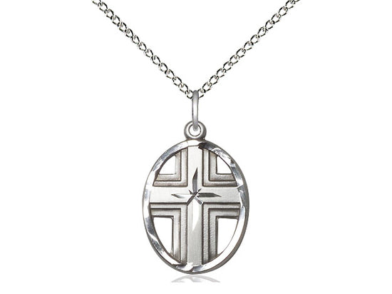Sterling Silver Cross Pendant on a Sterling Silver Chain - JMJs Catholic Store, Inc