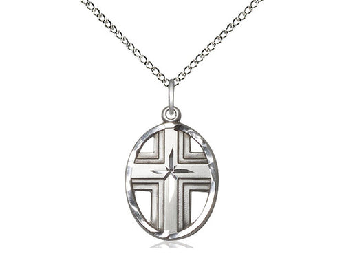 Sterling Silver Cross Pendant on a Sterling Silver Chain - JMJs Catholic Store, Inc