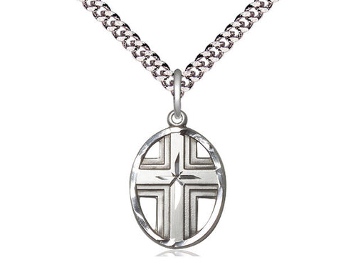 Sterling Silver Cross Pendant on a Sterling Silver Chain - JMJs Catholic Store, Inc