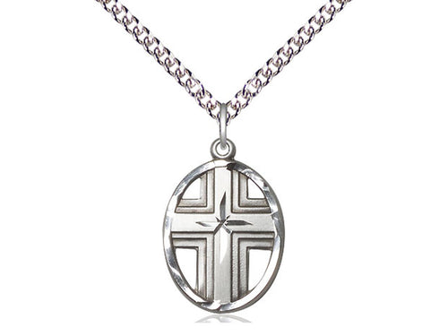 Sterling Silver Cross Pendant on a Sterling Silver Chain - JMJs Catholic Store, Inc
