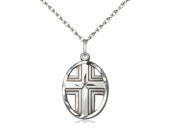 Sterling Silver Cross Pendant on a Sterling Silver Chain - JMJs Catholic Store, Inc