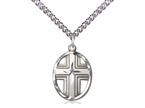 Sterling Silver Cross Pendant on a Sterling Silver Chain - JMJs Catholic Store, Inc