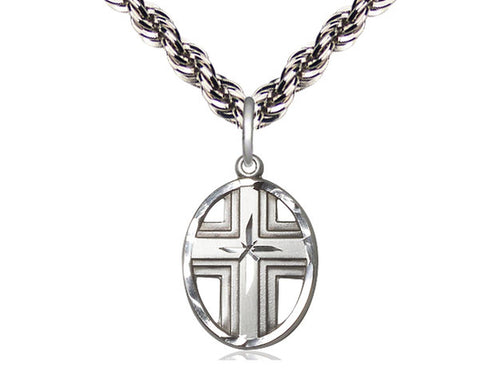 Sterling Silver Cross Pendant on a Sterling Silver Chain - JMJs Catholic Store, Inc