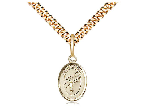 14kt Gold Filled Graduation Medal on a Gold Filled Chain - JMJs Catholic Store, Inc